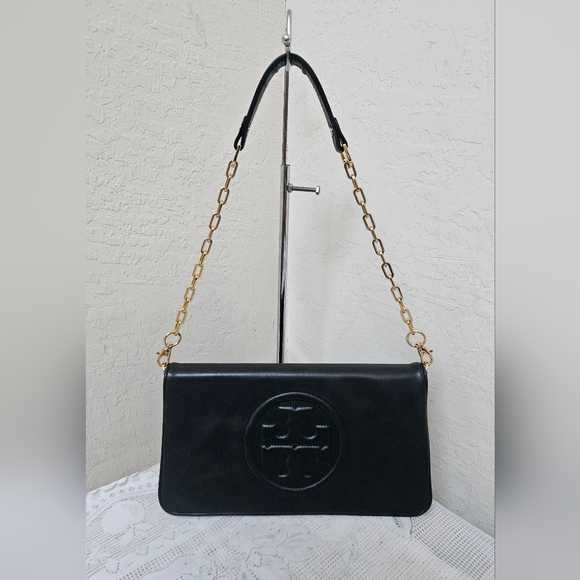 Tory Burch Black Leather Flap Shoulder Bag - Picture 2 of 16